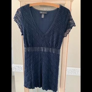 INC Navy Blue Lace Top